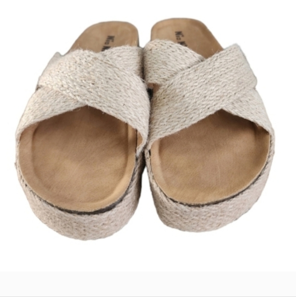 Women's Tan Platform Slides - Picture 2 of 4